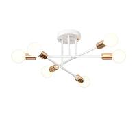 LOVIVER Plafoniera moderna Plafoniera -incasso Plafoniera a 6 luci Lampadario Sputnik per soggiorno, Bianco+Oro