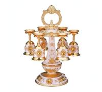 LOVIVER Porta Bicchierini con Calici in Met, Oro E Bianco - 6 Bicchieri Con Portabicchieri