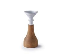 LOVIVER Portacandele Decorativo in Legno con Vassoio in Metallo per Tronchetti E Candele Affusolate Elegante Supporto Rustico con Base Rotonda Adatto per Mensola E Centrotavola, A3168-27cm