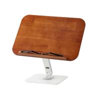 LOVIVER Regolabile per Lettura Supporto Libro Portadocumenti Ergonomico in Bambù E Telaio in Alluminio con Clip Fermapagine Base, Leggio In Legno Di Quercia Regolabile Con Supporto Rotante A 360°