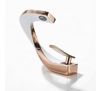 LOVIVER Rubinetto Bagno Lavabo Miscelatore Monocomando Bocca Piatta Rame Aeratore Base Rettangolare Adatto a Bagno Elegante Rinnovamento, Bianco Con Oro Rosa Intarsiato