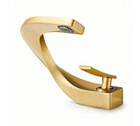 LOVIVER Rubinetto Bagno Lavabo Miscelatore Monocomando Bocca Piatta Rame Aeratore Base Rettangolare Adatto a Bagno Elegante Rinnovamento, Oro Stellato