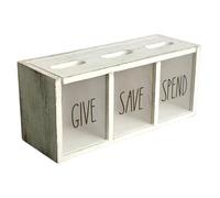 LOVIVER Salvadanaio in Legno Rustico per Risparmiare Denaro, Ideale Come Centrotavola per Il Soggiorno O Come Regalo per Le Feste, Perfetto per, Bianco in Difficoltà