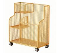 LOVIVER Scaffale in Metallo con Ruote Compatto | Multiuso, Carrello Portaoggetti con Cestino, Mobile, Organizzatore Salvaspazio Ruote, per Cameretta, Oro