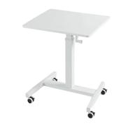 LOVIVER Scrivania Regolabile in Altezza Tavolo Ufficio Tavolino Computer Postazione Manovella Manuale Piano 60x52cm Struttura in Metallo Adatta per Studio, Bianco + Bianco, style to 2