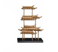LOVIVER Scultura in Lega Finitura Verticale Oggetto Decorativo da Interno Dorato Soprammobile per Soggiorno, Ingresso, Sala Espositiva, 35x20x49.5cm