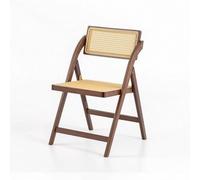 LOVIVER Sedia Pieghevole Sedia Poltrona Seggiola Sedia con Schienale in Bambù E Rattan Resina Cornice in Legno Massello Pannelli Intrecciati Che Donano, Noce
