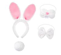LOVIVER Set di Costumi da Coniglio, Adorabili Oggetti di Scena per spettacoli di Carnevale, Feste in Maschera e spettacoli per Bambini, Bianco