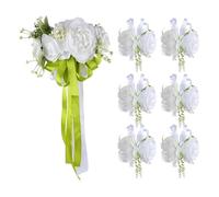 LOVIVER Set di Decorazioni Floreali Artificiali per Auto Da Matrimonio con 6 Piccoli E 1 Grande Ornamento Floreale per La Decorazione Del Cofano Del Veicolo N