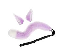 LOVIVER Set di Orecchie e Coda di Cintura Regolabile Coda Pieghevole Orecchie di Animali Puntelli Cosplay di Peluche per Accessori per Costumi da, Viola