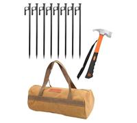 LOVIVER Set di picchetti da Campeggio Resistenti, 8 ancoraggi a Testa Piatta, Portatili per Uso Esterno, multifunzionali, Professionali, con Custodia, 40 Cm