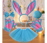 LOVIVER Set Travestimento con Cerchietto | Adorabile, Costume da Coniglio con Gonna in Tulle, Comodo, Kit Travestimento con Orecchie da Coniglio, per Pasqua, Bambine