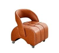 LOVIVER Sgabello con Base in Acciaio Girevole | Facile da Pulire, Sgabello Imbottito con Schienale, Stabile, per Angolo Lettura, Arancione