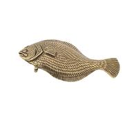 LOVIVER Statua in miniatura di halibut, statua di pesce in ottone, statuetta micro paesaggio, ornamento da tavolo creativo realistico per mobile porta TV