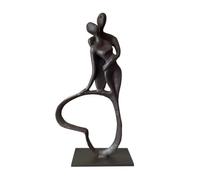 LOVIVER Statuetta con Cornice a Cuore Romantico | Stile Europeo, Statuetta in Ghisa, Finitura Scura, Statua di Coppia, per Anniversario, Coppie, Cuore