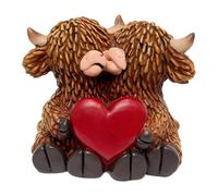 LOVIVER Statuetta di Mucca Scozzese delle, Decorazione per, Statua Decorativa in Resina di Toro per Comodino, Ufficio, con Il Cuore