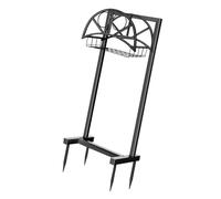 LOVIVER Supporto per Tubo da Giardino, Gancio per Tubo da Giardino con Cestino, Organizer in Ferro, Supporto per avvolgitubo da Giardino per Giardinaggio