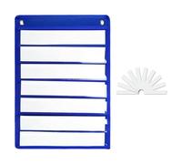 LOVIVER Tabella tascabile di lettura a 7 righe con 10 carte cancellabili a secco, strumento didattico accessorio per schede di grammatica, numeri, alfabeto, Blu
