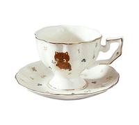 LOVIVER Tazze da cappuccino con piattino, tazza da tè floreale da 250 ml, tazza da tè in ceramica unica e innovativa, da caffè per inaugurazione della casa, Nessuna Scatola di Imballaggio