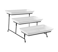 LOVIVER Vassoio Da Portata a 3 Livelli, Supporto per Cupcake, Vassoi Decorativi Riutilizzabili Multifunzione per Dessert, Torte, Biscotti, Nero