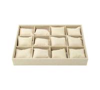 LOVIVER Vassoio espositore per orologi, gioielli, bracciali, organizer per cassetti, elegante 12 cuscini in lino per orologi, bracciali e ripiani.