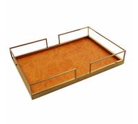 LOVIVER Vassoio Rettangolare in Pelle Co | Design Salvaspazio a Basso Profilo, Vassoio da Tavolo, per Ingresso, Consolle, Hotel, Arancione, 38.5x26x6.5cm
