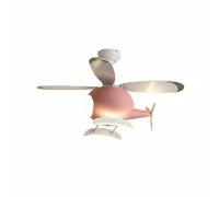 LOVIVER Ventilatore da Soffitto per Bambini con Lampada Plafoniera Luce Integrata Aeroplano Divertente Comfort Termico E Luminoso Materiali in Ferro Legno, Rosa, Controllo Vocale Offline