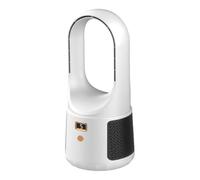 LOVIVER Ventilatore Senza Scrivania Ventilatore da Tavolo Ventilatore Desktop Raffrescatore Ventilazione Uniforme con Display Pulsante Tondo Struttura, Bianco, 35 15CM