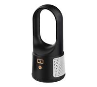 LOVIVER Ventilatore Senza Scrivania Ventilatore da Tavolo Ventilatore Desktop Raffrescatore Ventilazione Uniforme con Display Pulsante Tondo Struttura, Nero, 35 15CM