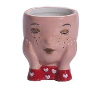 LOVIVER Viso Vaso da Fiori Vaso da Fiori Testa Fioriera Umana Statua Fioriere succulento Mini Piante Multifunzionale per Ufficio, Rosa Rossa