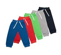 Lovjoy Pantaloni Jogger da Bambini - Pacco da 3 o 4 Colori - 1-4 Anni - qualità, Comfort, 100% Cotone con Elastico e Coulisse Regolabile