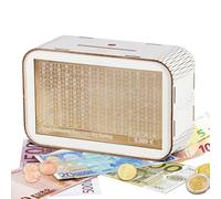 LOVLEY Salvadanaio in legno con design originale, salvadanaio retro per 5.000 € di risparmio, fondo vacanze con contatore, barattolo riutilizzabile