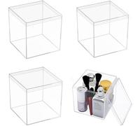 LOVPLAY Scatola grande in acrilico trasparente con coperchio, 4 confezioni da 15,9 x 15,9 x 15,9 cm, quadrate, scatole decorative per gioielli, confezioni regalo di Natale, contenitori per caramelle