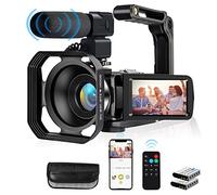 lovpo Videocamera 4K, 48MP Ultra HD WiFi Vlogging, 18X Zoom, 3 Pollici Touch Screen, Microfono, Stabilizzatore, Paraluce Lente, Telecomando
