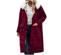 Lovraj Cappotto trapuntato, da donna, invernale, lungo, trapuntato, con calda imbottitura, taglie forti, reversibile, termico, reversibile, giacca invernale per attività all'aria aperta, Vino, M