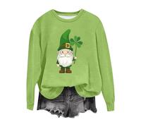 Lovraj Felpa da donna con quadrifoglio stampato in pile senza cappuccio St Patrik's Day maglione in pile festival irlandese a maniche lunghe top irlandese festivo girocollo a maniche lunghe, 03-verde
