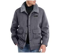 Lovraj Giacca in pelle scamosciata, da uomo, invernale, con bottoni, calda imbottitura, giacca invernale in pelle scamosciata, per il tempo libero, giacca termica in pile Sherpa