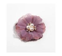 LOVSSU Fiori In Tessuto 6,5 cm perla rete garza chiffon artificiale fiore pizzo trim patch applique tessuto abito da sposa fiori fai te capelli(Dusty Pink,200Pcs)