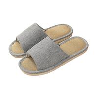 LOVSSU Pantofole In Tessuto Home Women Linen Slippers Beach Flat Soft Sandals Breathable Comfortable Non-Slip Slides Indoor Outdoor Men Slippers Per Donne Uomini(Grey,42-43)