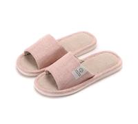LOVSSU Pantofole In Tessuto Linen Home Slippers Soft Sole Silent Breathable Shoes In Spring Cotton And Linen Slippers For All Seasons Anti Slip Indoor Per Donne Uomini(Pink,42-43)