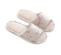 LOVSSU Pantofole In Tessuto Linen Slippers Women's Home Use Summer Spring Autumn Seasons Style Wooden Floor Anti-slip Cotton Linen Slippers Men Per Donne Uomini(Color 01,37/38)