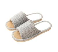 LOVSSU Pantofole In Tessuto Linen Women Home Slippers Summer Beach Soft Sandals Breathable Comfortable Soft Non-Slip Slides Indoor Outdoor Men Slippers Per Donne Uomini(Grey,42-43)