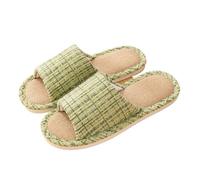 LOVSSU Pantofole In Tessuto Linen Women Home Slippers Summer Beach Soft Sandals Breathable Comfortable Soft Non-Slip Slides Indoor Outdoor Men Slippers Per Donne Uomini(Green,36-37)