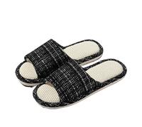 LOVSSU Pantofole In Tessuto Linen Women Home Slippers Summer Beach Soft Sandals Breathable Comfortable Soft Non-Slip Slides Indoor Outdoor Men Slippers Per Donne Uomini(Black,40-41)