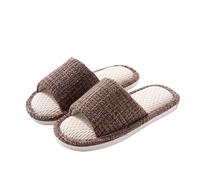 LOVSSU Pantofole In Tessuto Linen Women Home Slippers Summer Beach Soft Sandals Breathable Comfortable Soft Non-Slip Slides Indoor Outdoor Men Slippers Per Donne Uomini(Brown,42-43)