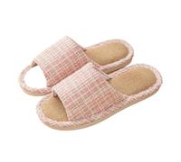 LOVSSU Pantofole In Tessuto Linen Women Home Slippers Summer Beach Soft Sandals Breathable Comfortable Soft Non-Slip Slides Indoor Outdoor Men Slippers Per Donne Uomini(Pink,44-45)