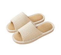 LOVSSU Pantofole In Tessuto Linen Women Home Slippers Summer Beach Soft Sandals Breathable Comfortable Soft Non-Slip Slides Indoor Outdoor Men Slippers Per Donne Uomini(White,38-39)