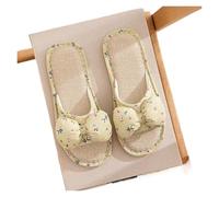 LOVSSU Pantofole In Tessuto Women's Summer Linen Slippers Soft Sole Non Slip Lightweight Breathable Home Slippers Silent Wood Floor Slippers Per Donne Uomini(Green,39-40)