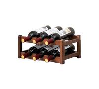 LOVSSU Portabottiglie da bar e portabottiglie in legno massello, impilabile, con piano tavolo, for champagne, arredamento for la casa(2 layers 6 bottles)