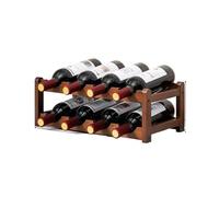 LOVSSU Portabottiglie da bar e portabottiglie in legno massello, impilabile, con piano tavolo, for champagne, arredamento for la casa(2 layers 8 bottles)